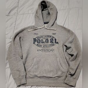 Polo Ralph Lauren Men’s Gray Hoodie Sweatshirt Size Medium Vintage Athletic Logo